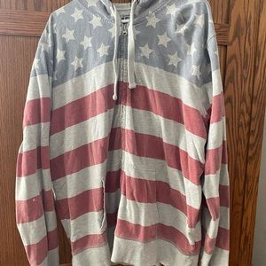 Zip hoodie. Flag print.